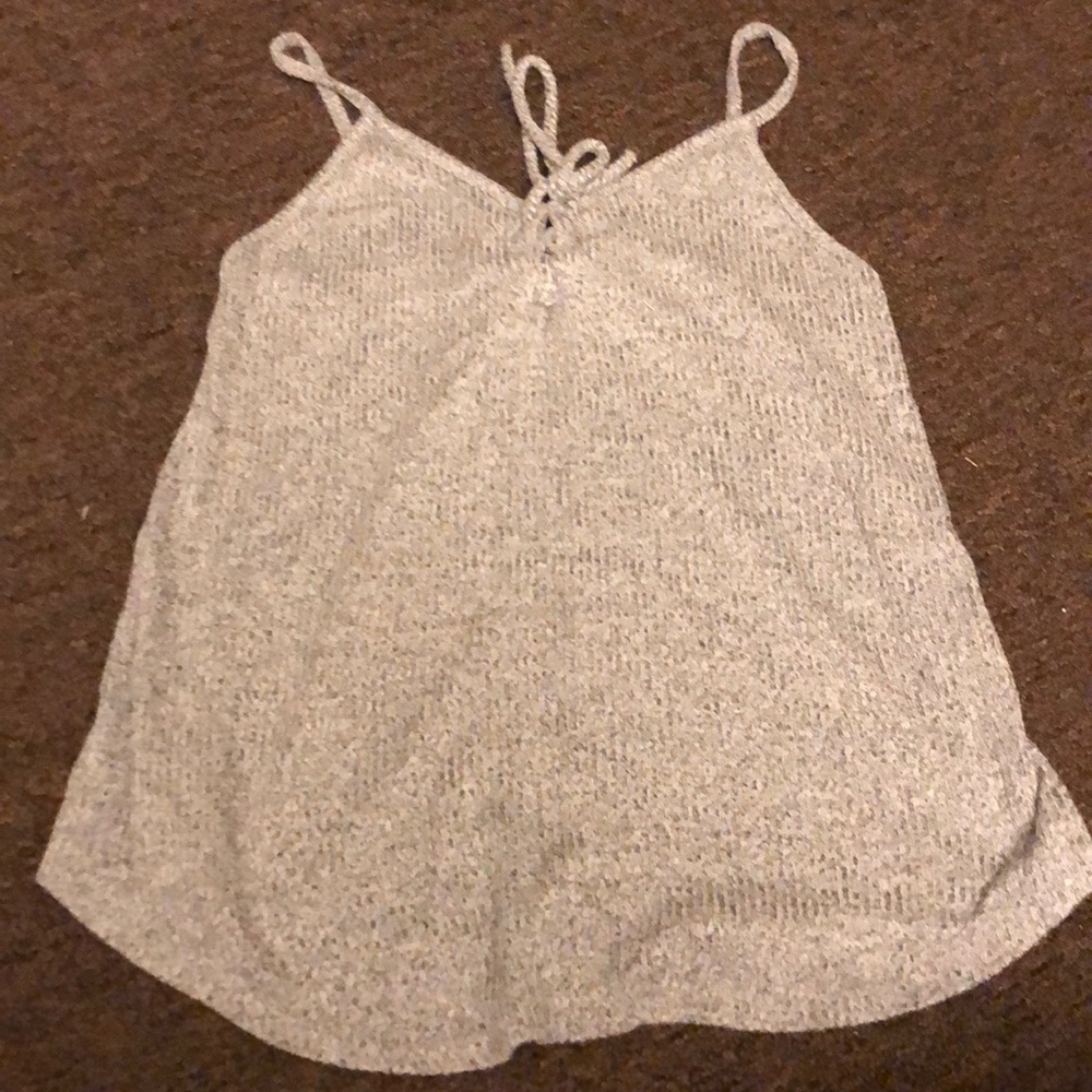 Gray front tie tank top